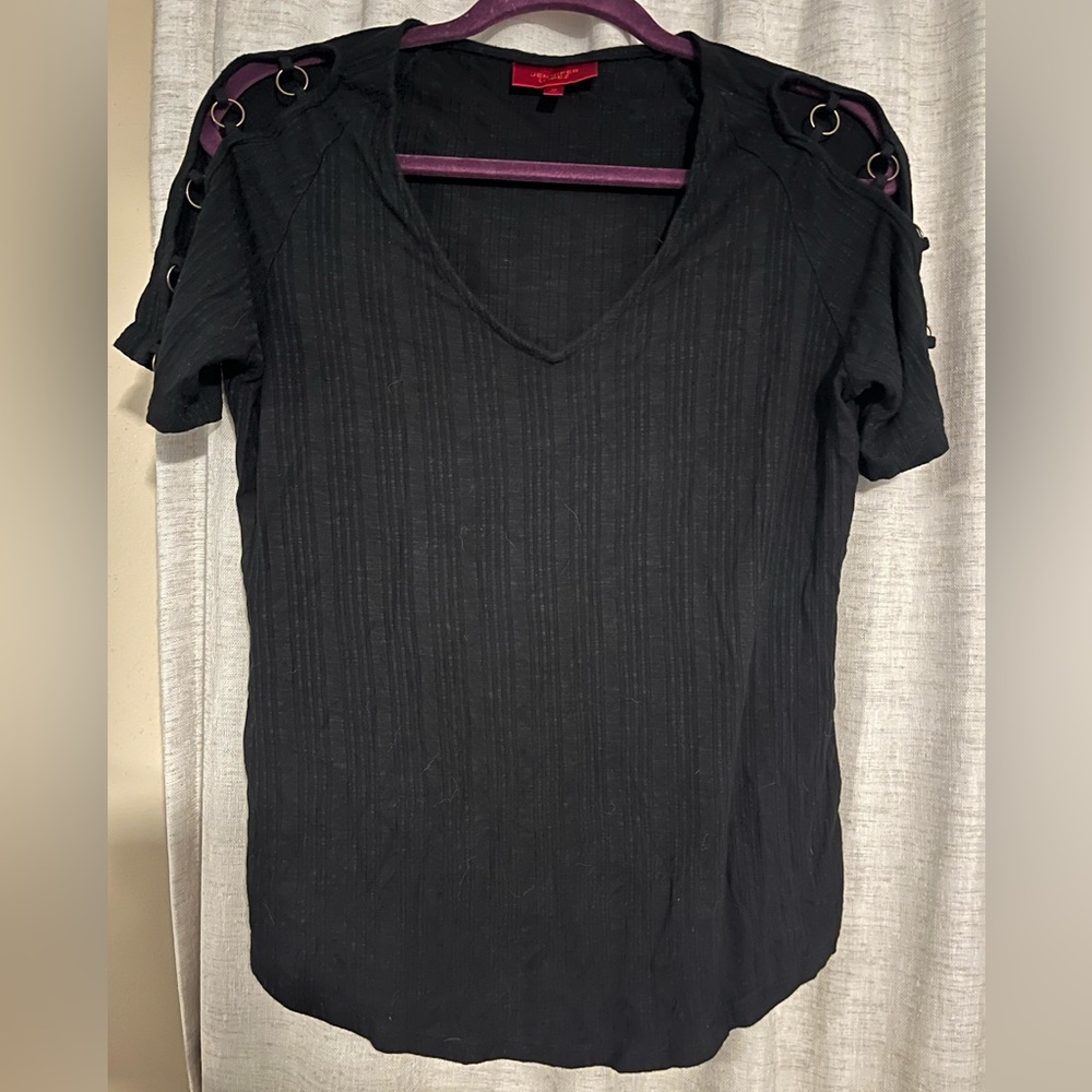 Jennifer Lopez black women’s short sleeved top size Medium